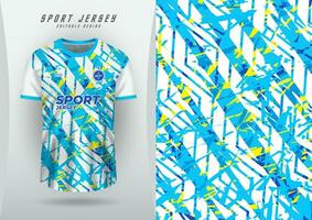 Background for sports jersey, soccer jersey, running jersey, racing jersey, zigzag grunge, white and blue-yellow pattern vector