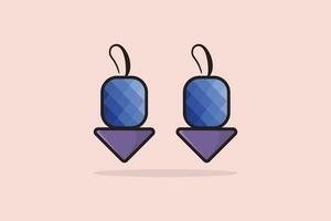 Square and arrow shape earrings jewelry vector illustration. Beauty fashion objects icon concept. New arrival women jewelry earrings vector design.