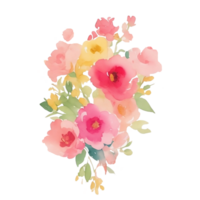 acquerello fiore rosa mazzo ai generativo png