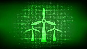 Wind energy icon made with electricity signs. Wind turbines. Wind power station background. Alternative energy. Sustainable development. Renewable green energy industrial concept. Vector illustration.