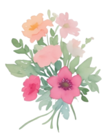 Watercolor flower pink bouquet AI Generative png