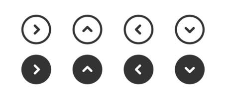 Navigation arrow in circle outline icon. Minimalistic button for ui concept. Next, up, down, right, left button for web site. Simple flat design. vector