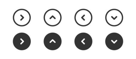 Navigation arrow in circle outline icon. Minimalistic button for ui concept. Next, up, down, right, left button for web site. Simple flat design. vector