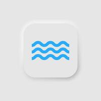 Water icon in neumorphism style. Icons for business, white UI, UX. Water pool symbol. Cold blue water, water line, wave. Neumorphic style. Vector illustration.