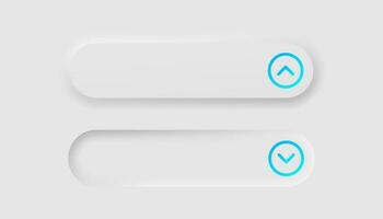 Drop down menu icon in neumorphism style. Icons for business, white UI, UX. Navigation symbol. List bar, app. Neumorphic style. Vector illustration.