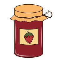 Cute clipart in autumn style with a jar of jam vector