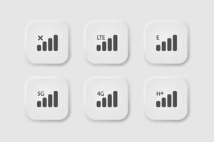 Wireless network icon in neumorphism style. Icons for business, white UI, UX. Mobile network symbol. Cellular, mobile internet, hotspot. Neumorphic style. Vector illustration.