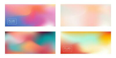 Set of horizontal gradient background. Fluid abstract background. Minimalistic design. Template for web banner. vector