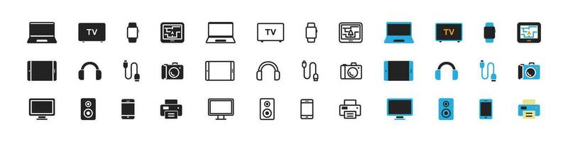 Device icon set. Technology symbols. Mobile gadget signs. Flat design for ui and for business. vector