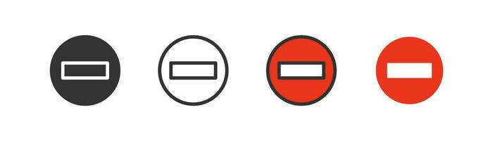 Forbidden entrance icon on light background. Do not enter symbol. Traffic, caution, warning, brick, red. Outline, flat and colored style. Flat design. Vector illustration.