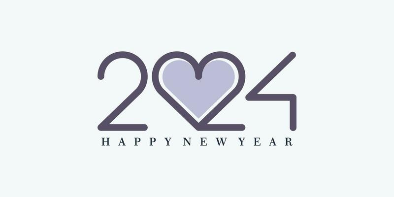 2024 happy new year logo design with 2024 number design vector