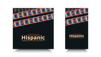 Hispanic heritage month. Abstract pattern ornament social media design, colorful style with text, geometry vector