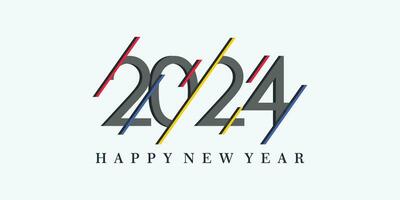 2024 happy new year logo design with 2024 number design vector