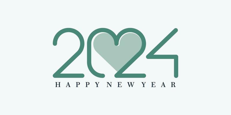 2024 happy new year logo design with 2024 number design vector