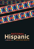 Hispanic heritage month. Abstract pattern ornament poster design, colorful style with text, geometry vector