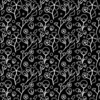 Black and white floral background pattern vector