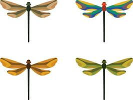 Dragonfly in different styles vector illustration, suborder Anisoptera ,darner, devils arrow, or devils darning needle flat style stock vector image