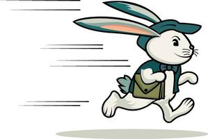 Courier rabbit vector illustration , Bunny swiftly hopping around to deliver packages carrying a small bag vector image