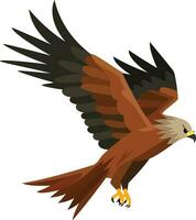 Red Kite Bird Rotmilan flat style vector illustration isolated on white background , flying Red Kite eagle stock vector image