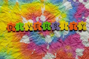 diversity word on colorful tie dye background photo