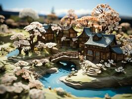 A serene and picturesque countryside scene featuring a charming old cottage nestled amidst rolling hills generative ai photo
