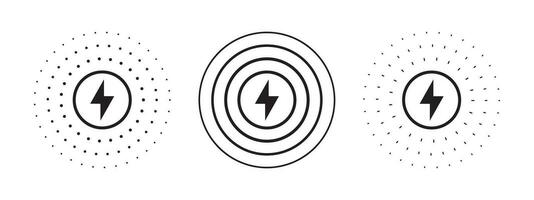 Fast charge symbols. Wireless charger concept. Battery charge level. Vector scalable graphics
