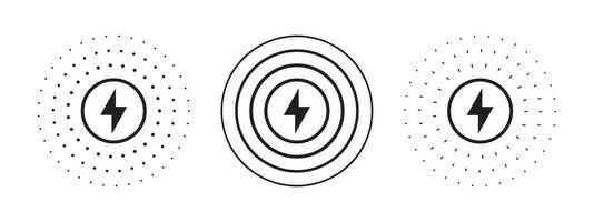 Fast charge symbols. Wireless charger concept. Battery charge level. Vector scalable graphics