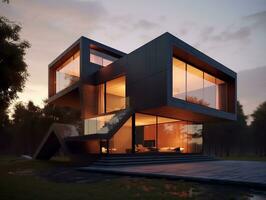 Modern House exterior design generative ai photo