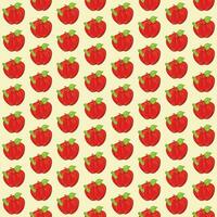 Red apple with a smiling worm. Seamless pattern. Vector illustration.
