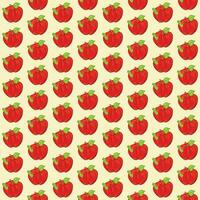 Red apple with a smiling worm. Seamless pattern. Vector illustration.