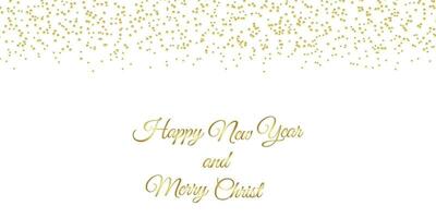 white christmas card with gold pattern and golden inscription happy new year and mary christmas vector illustration