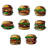 The hamburger drawing image for fast food content. vector