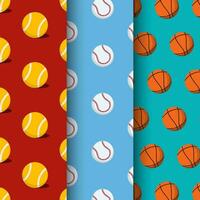 Set Of Patterns With Balls. Sport Equipment Concept. Vector Illustration In Flat Style