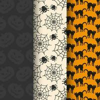 Set Of Halloween Pattern. Background Decoration. Vector Illustration In Flat Style