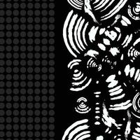 Abstract black and white monochrome vector background with white grungy brush stroke and polkadots elements isolated on square. Simple flat concept monochrome or grayscale wallpaper backdrop.