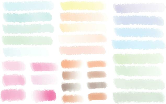 Set of colorful watercolor brush strokes