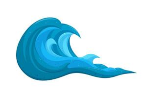 Tropical tsunami wave in cartoon style. Ocean surfing wave forming a barrel. Vector illustration