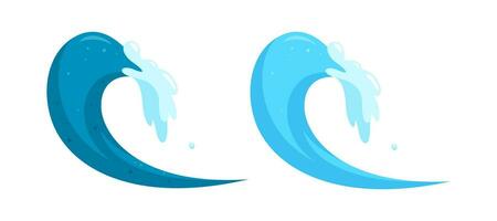 Tropical tsunami wave in cartoon style. Ocean surfing wave forming a barrel. Vector illustration