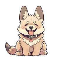 Dog sitting smiling on a white background. Cute animal in cartoon style. vector