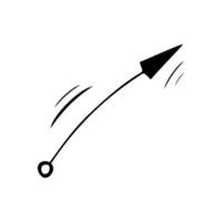 vector negro flecha garabatear aislado icono en blanco antecedentes. mano dibujado puntero diseño elemento.