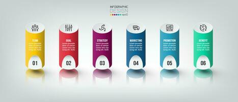 concepto de negocio de plantilla infográfica con paso. vector