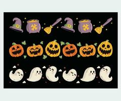 Hand Drawn Flat Halloween Borders Collection vector