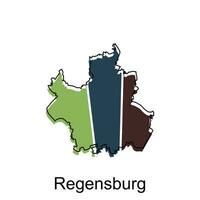 Map of Regensburg modern with outline style vector design, World Map International vector template