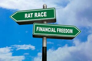 Rat race or Financial freedom - Directional signs photo