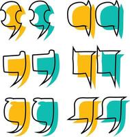 set of quotation comma sign icons vector