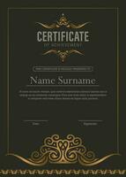 Luxury gold certificate with gold frame color vector