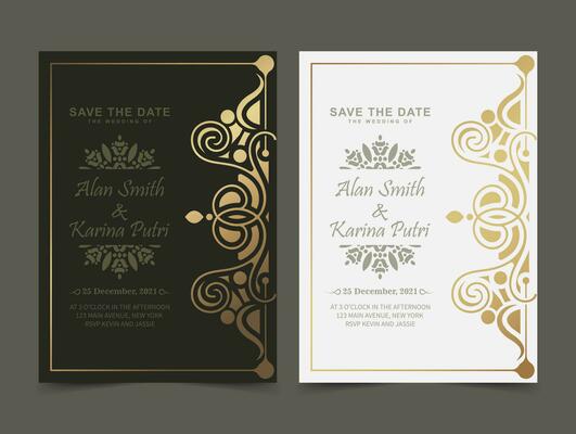 Elegant wedding invitation with pattern motif