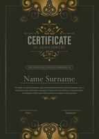 Luxury gold certificate with gold frame color vector