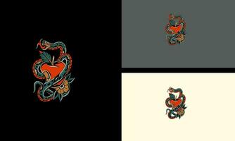 serpiente y flores vector mascota diseño