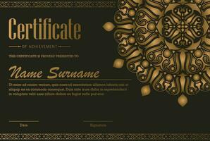 diploma de premio de certificado de mandala de lujo vector